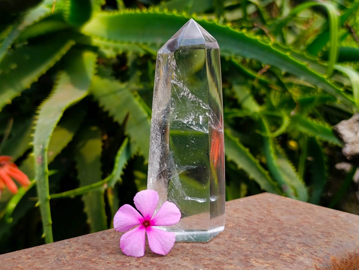 Polished Rainbow-Veil Clear Quartz Crystal x 1 from Madagascar