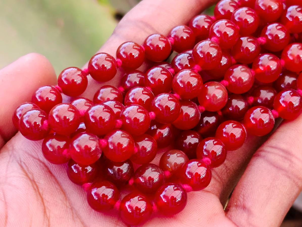 Hand-Made Carnelian Agate Ball Bead Necklace x 1 From Brazil