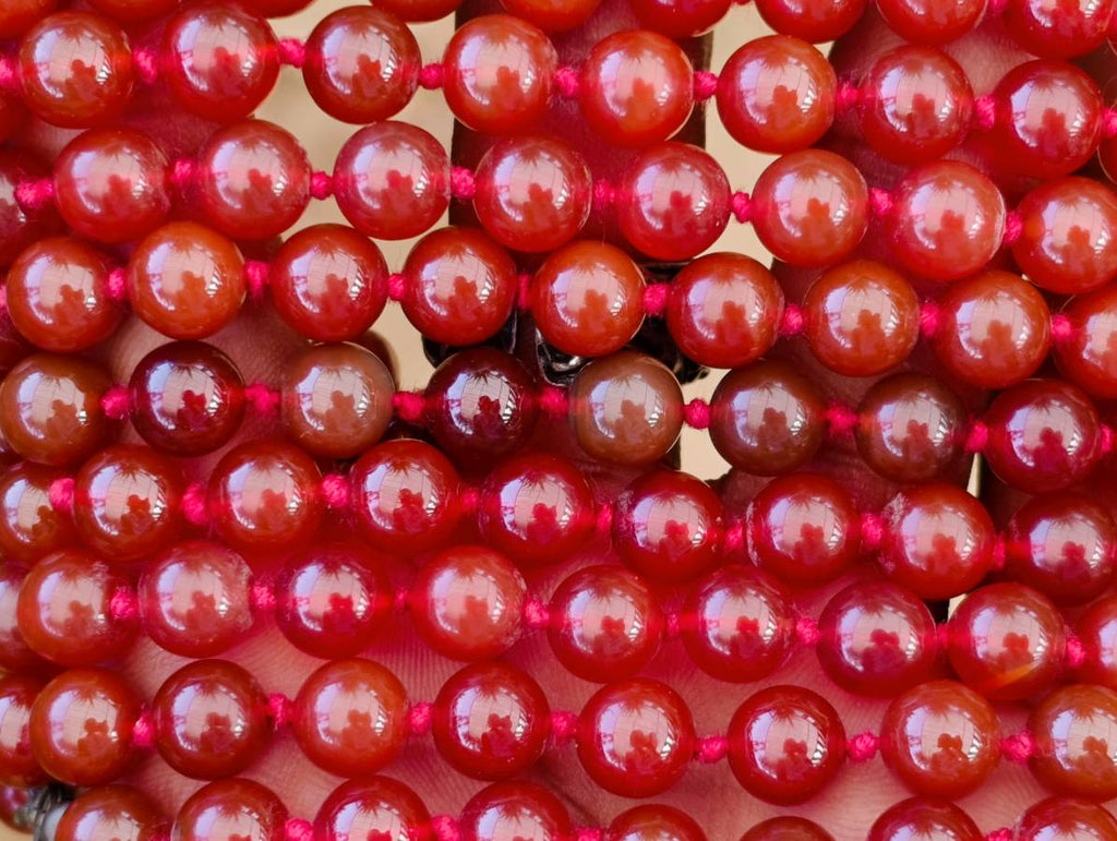Hand-Made Carnelian Agate Ball Bead Necklace x 1 From Brazil