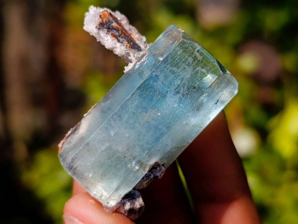 Natural Aquamarine Specimen with Fluorescent Hyalite Opal x 1 From Erongo, Namibia