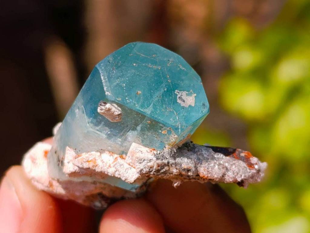 Natural Aquamarine Specimen with Fluorescent Hyalite Opal x 1 From Erongo, Namibia