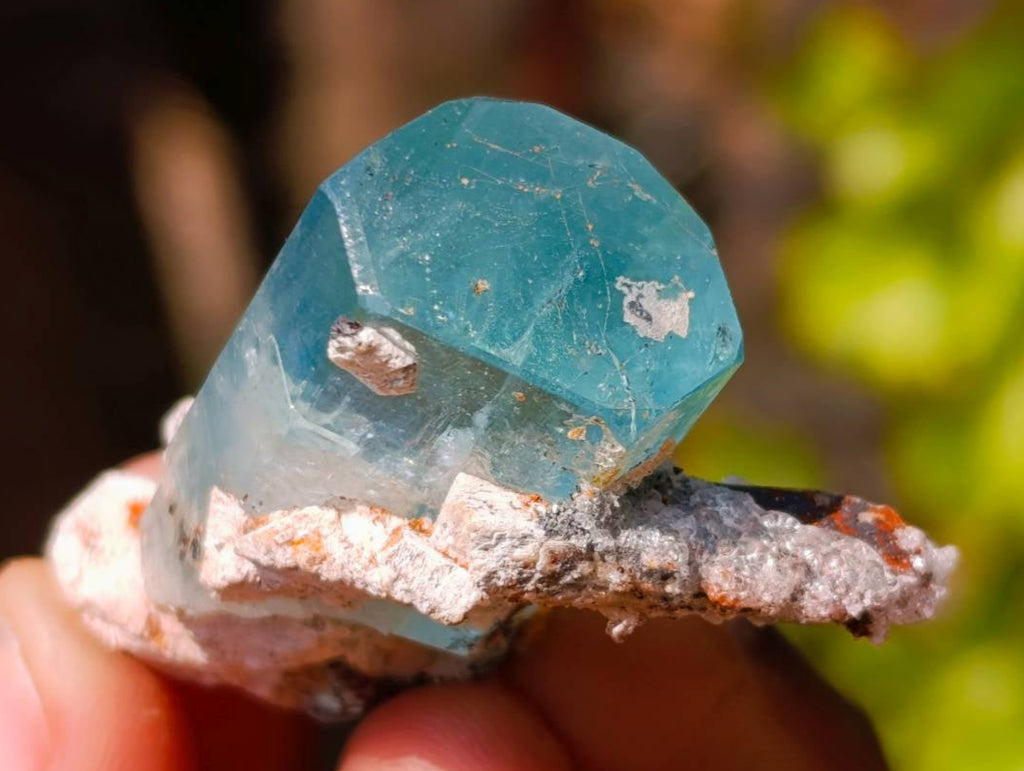 Natural Aquamarine Specimen with Fluorescent Hyalite Opal x 1 From Erongo, Namibia