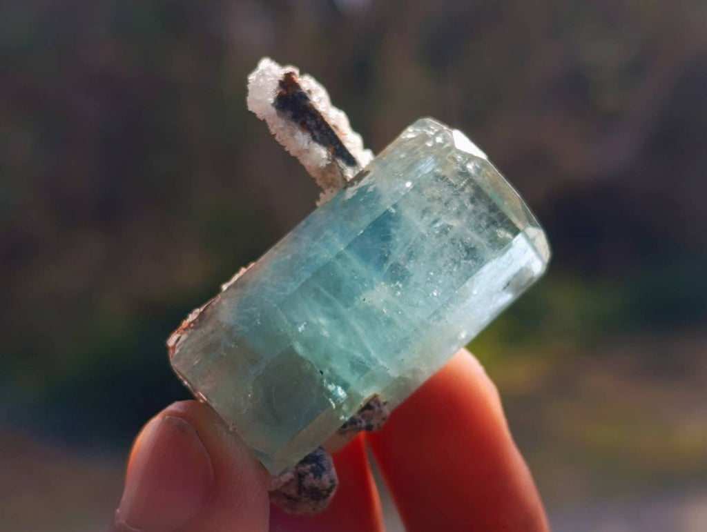 Natural Aquamarine Specimen with Fluorescent Hyalite Opal x 1 From Erongo, Namibia