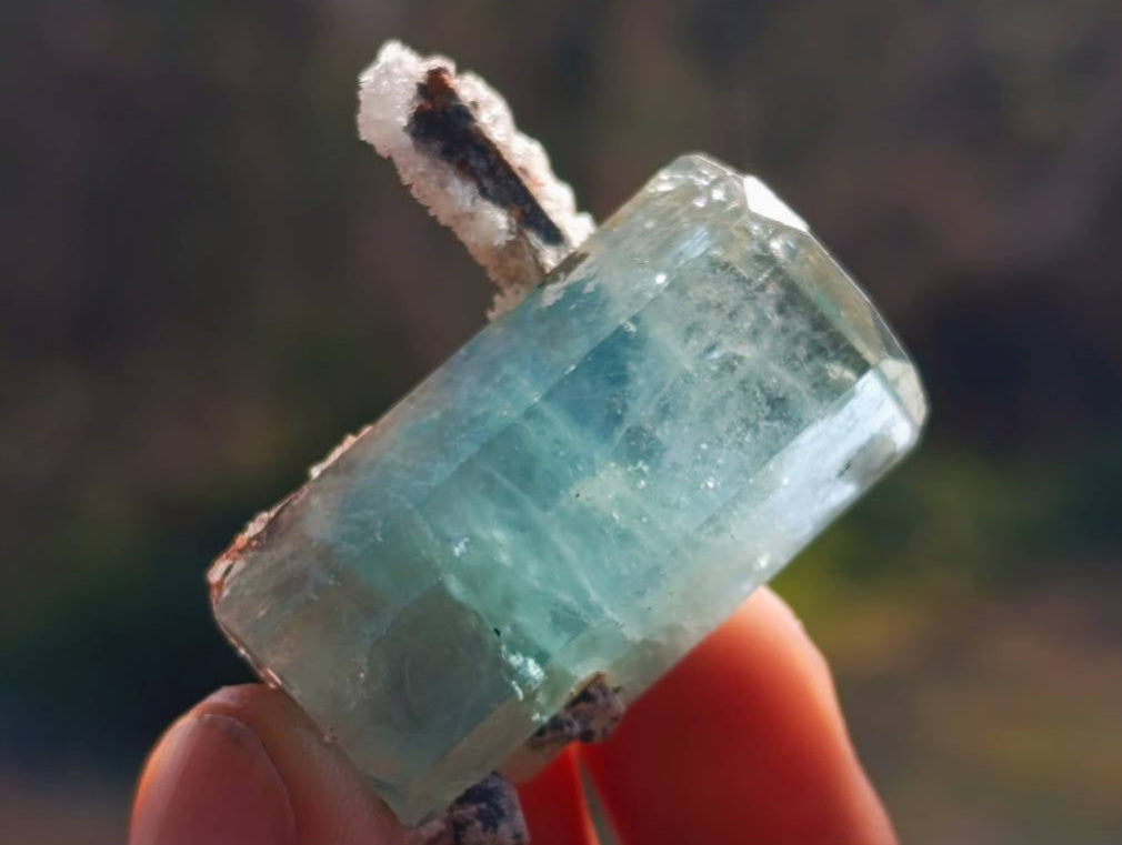 Natural Aquamarine Specimen with Fluorescent Hyalite Opal x 1 From Erongo, Namibia