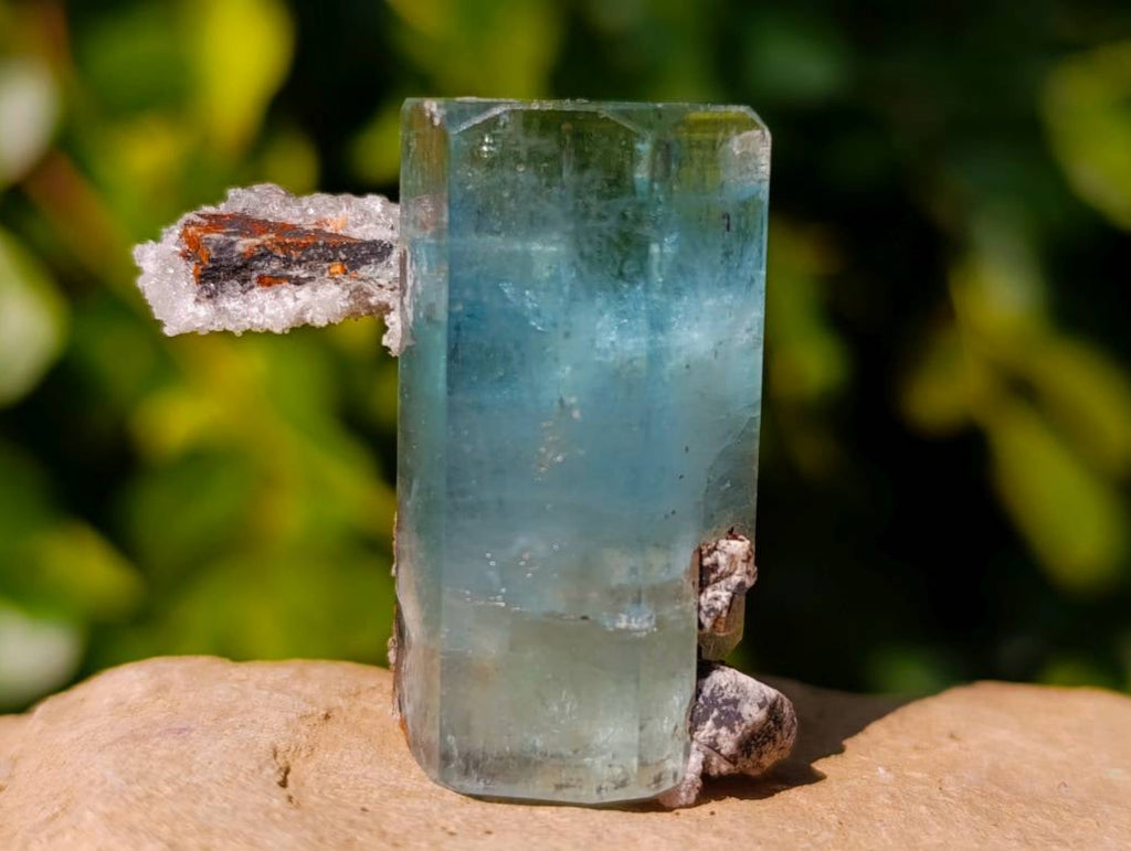 Natural Aquamarine Specimen with Fluorescent Hyalite Opal x 1 From Erongo, Namibia