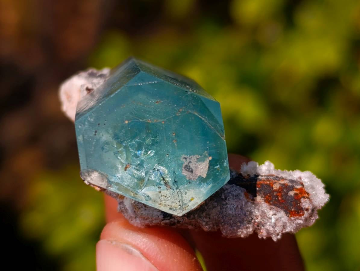 Natural Aquamarine Specimen with Fluorescent Hyalite Opal x 1 From Erongo, Namibia