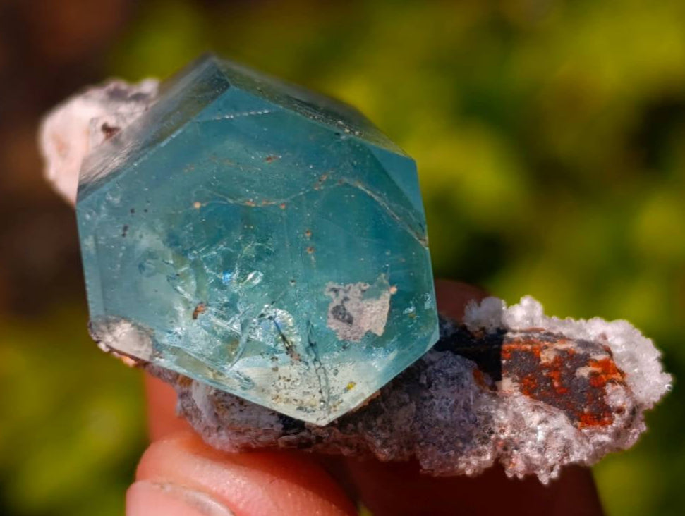 Natural Aquamarine Specimen with Fluorescent Hyalite Opal x 1 From Erongo, Namibia