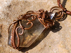 Hand-Made Kite Rock Crystal with Copper Art Wire Wrap Pendant with Thong x 1 From Zimbabwe
