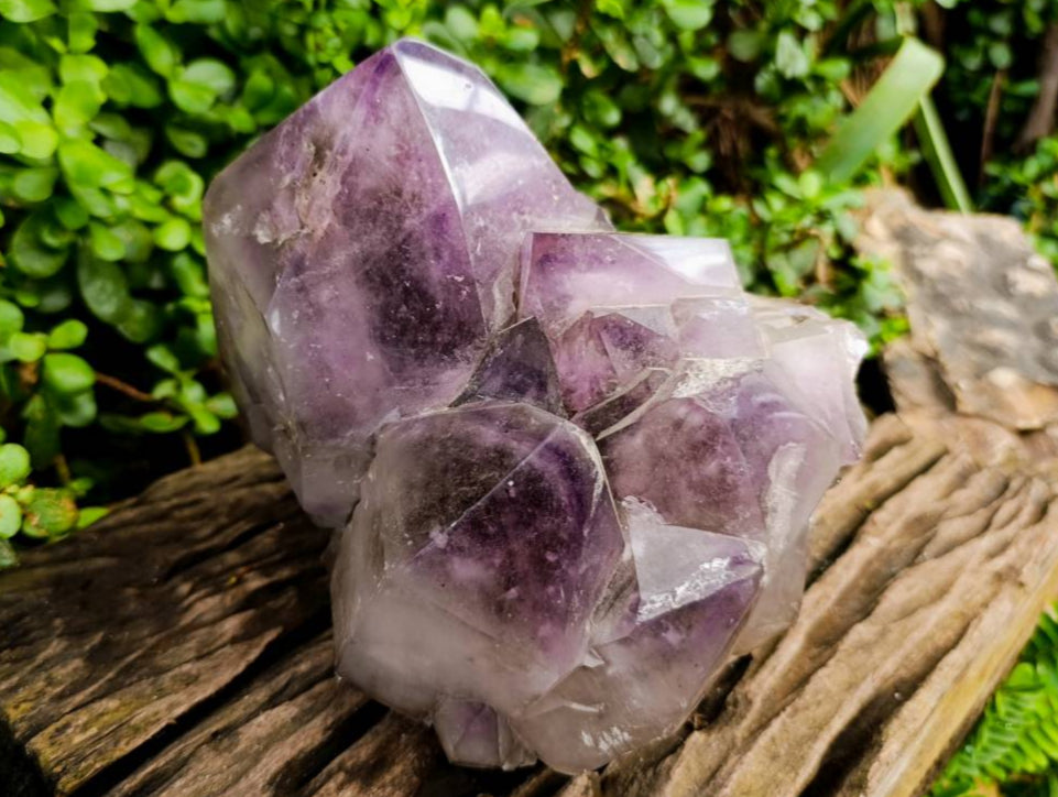Polished XL Multi-Terminated Amethyst Window Quartz Cluster x 1 From Akansobe, Madagascar