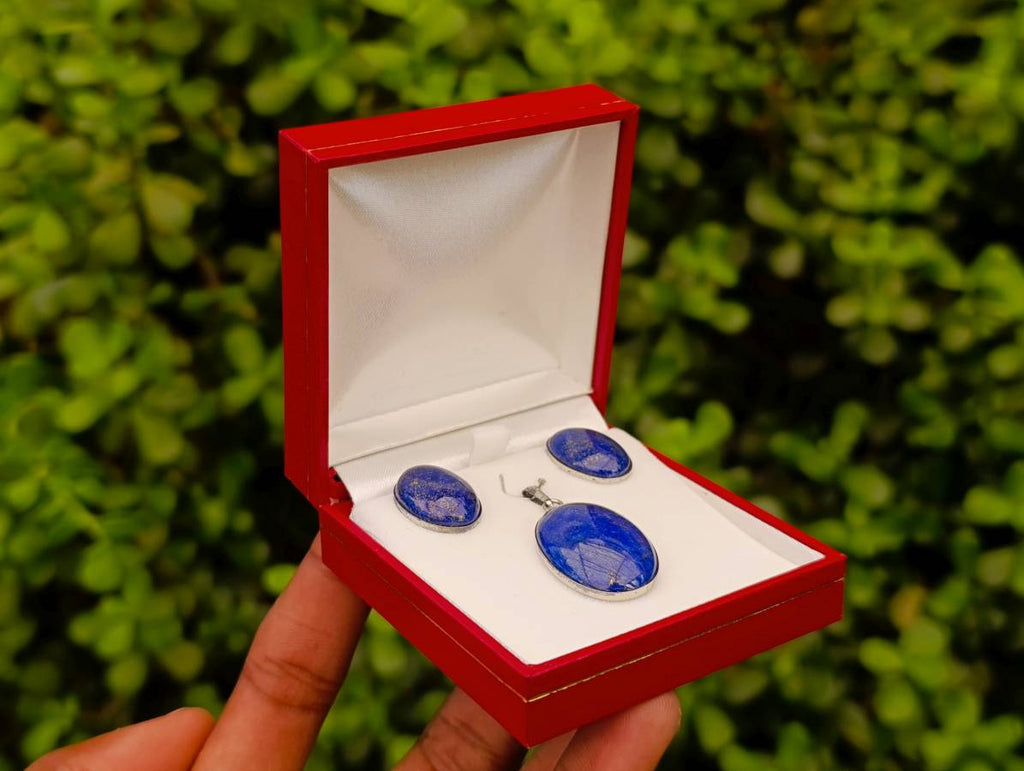 Hand Made Vintage Lapis Lazuli Pendant and Earrings Set in Sterling Silver - Sold Per Set - From Afghanistan
