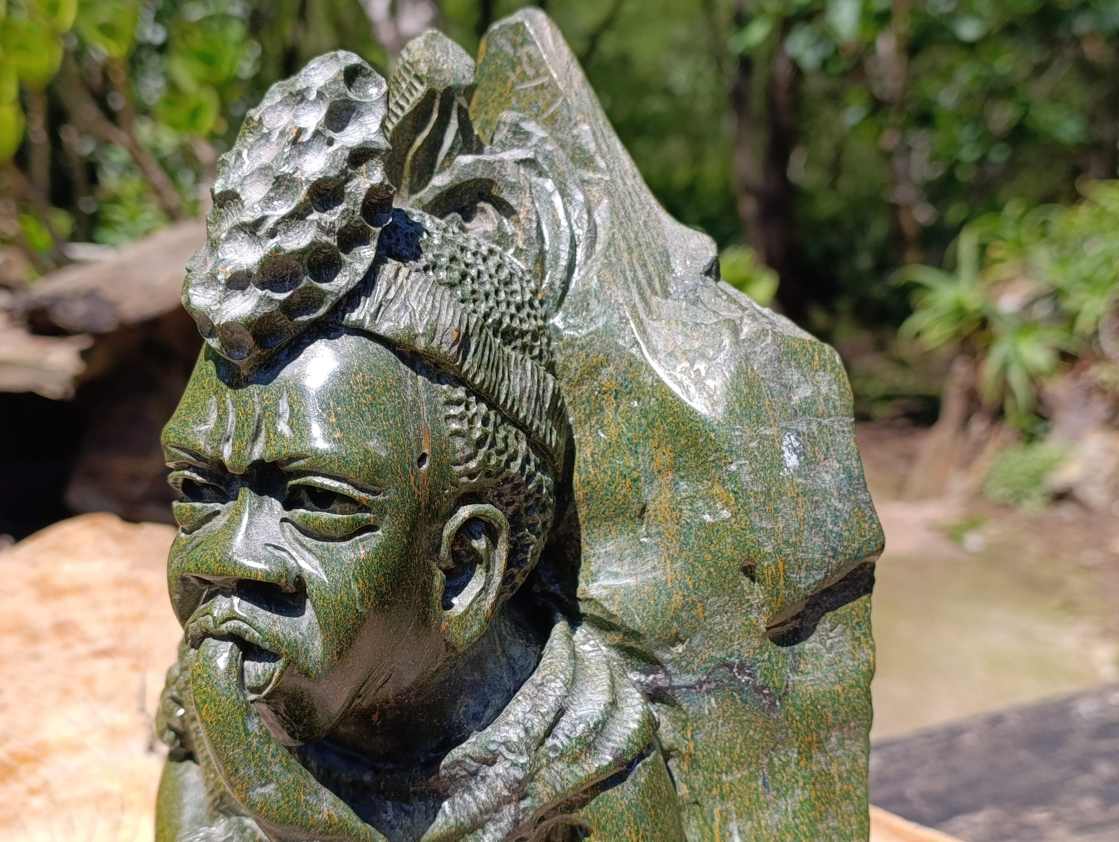 Contented African Couple Large Verdite Carving x 1 From Zimbabwe