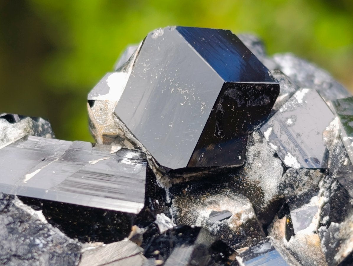 Natural Schorl Black Tourmaline Specimen with Hyalite Opal x 1 From Erongo, Namibia