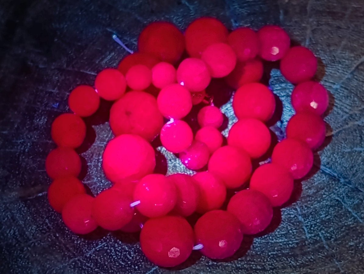Hand Made Faceted Ruby Bead Necklace x 1 From Karnataka, India