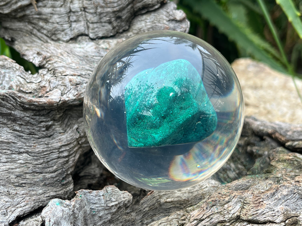 Natural Cobbed Malachite in PVC Resin Sphere x 1 From Congo