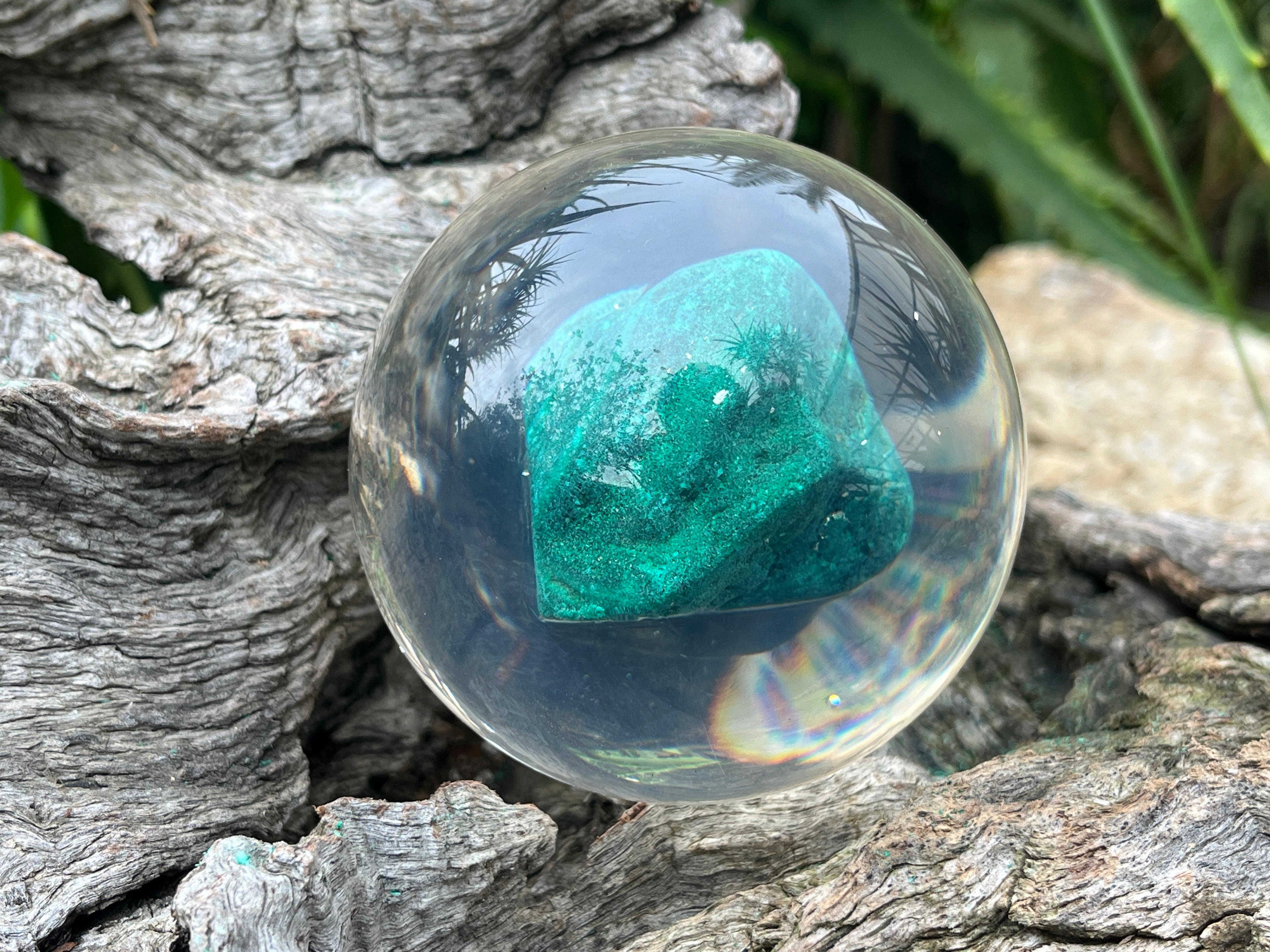 Natural Cobbed Malachite in PVC Resin Sphere x 1 From Congo