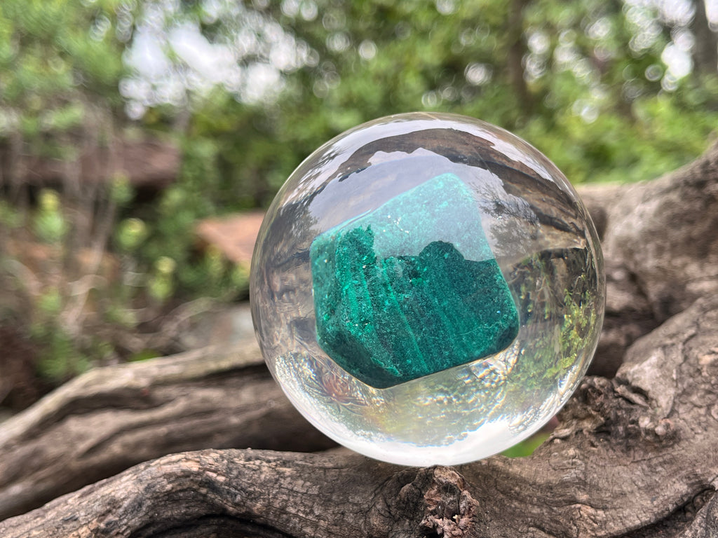 Natural Cobbed Malachite in PVC Resin Sphere x 1 From Congo
