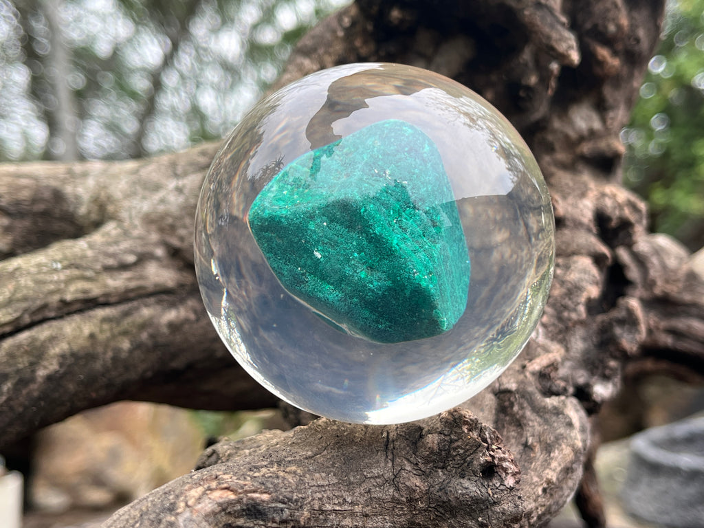 Natural Cobbed Malachite in PVC Resin Sphere x 1 From Congo