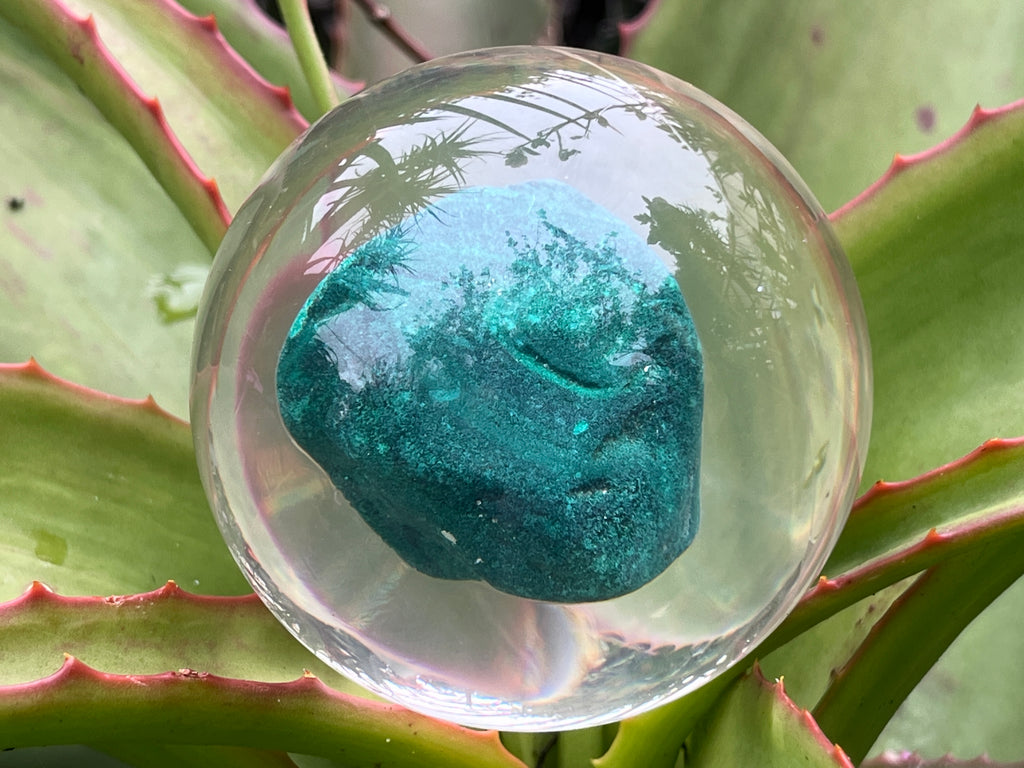 Natural Cobbed Malachite in PVC Resin Sphere x 1 From Congo