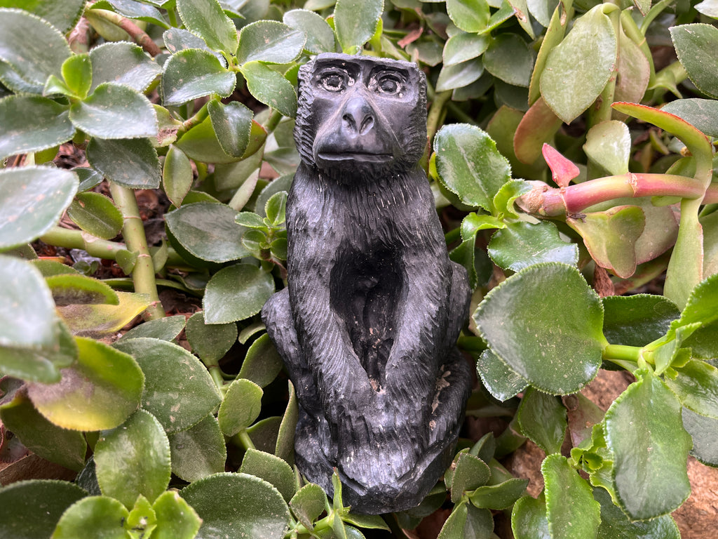 Hand Made Pair of Sitting Baboon Soapstone Carvings x 2 From Zimbabwe