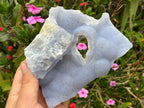 Natural Etched Blue Chalcedony with a Golden Pyrite Dusting x 1 From Nsanje, Malawi