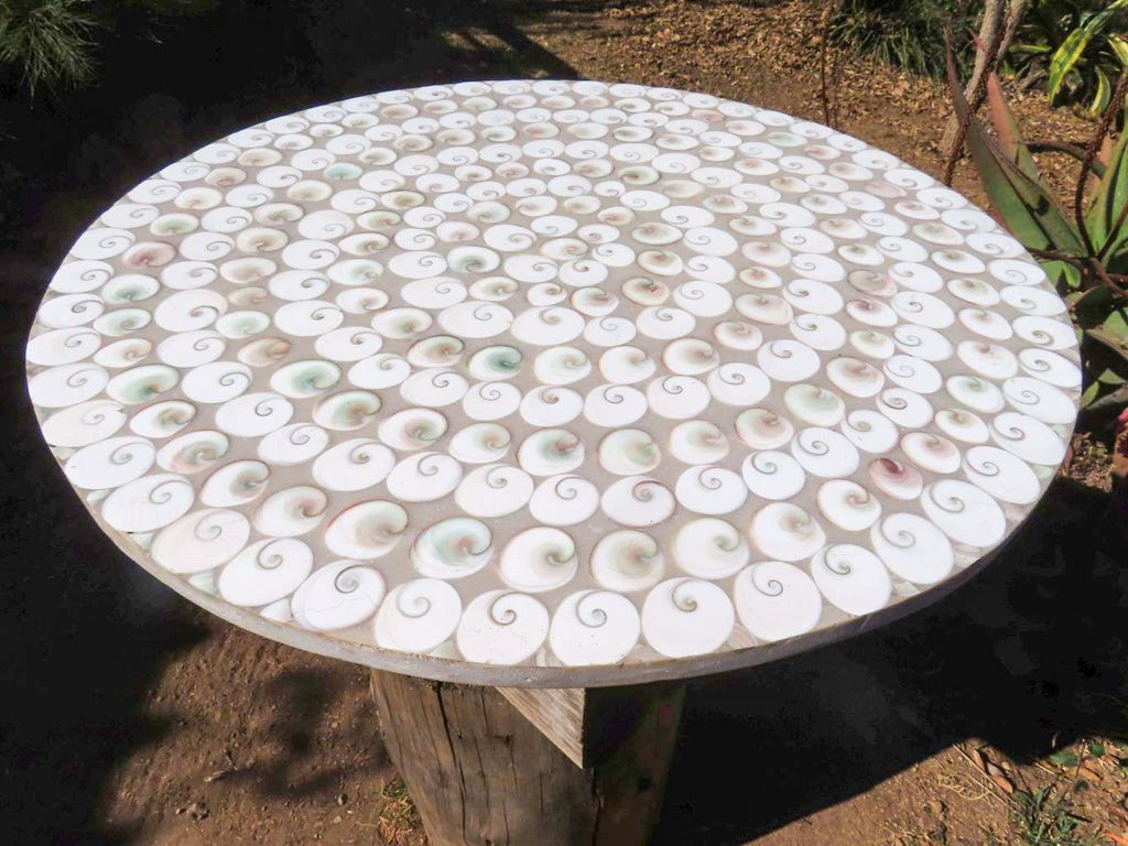 Hand Made Extra Large Vintage Shell Table Top x 1 From Madagascar