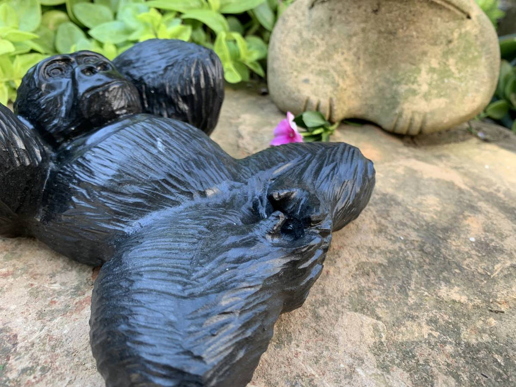 Hand-Made Resting Gorilla Soapstone Carving x 1 From Zimbabwe