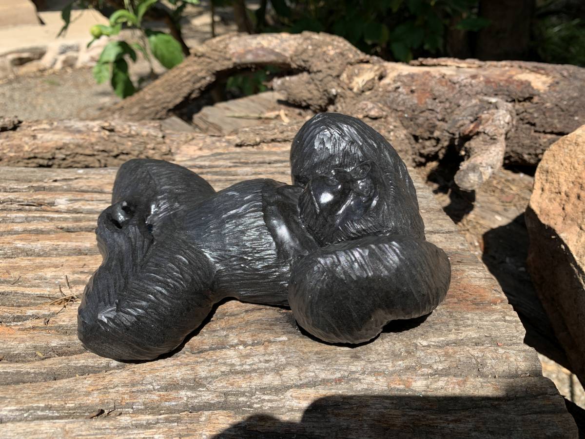 Hand-Made Resting Gorilla Soapstone Carving x 1 From Zimbabwe