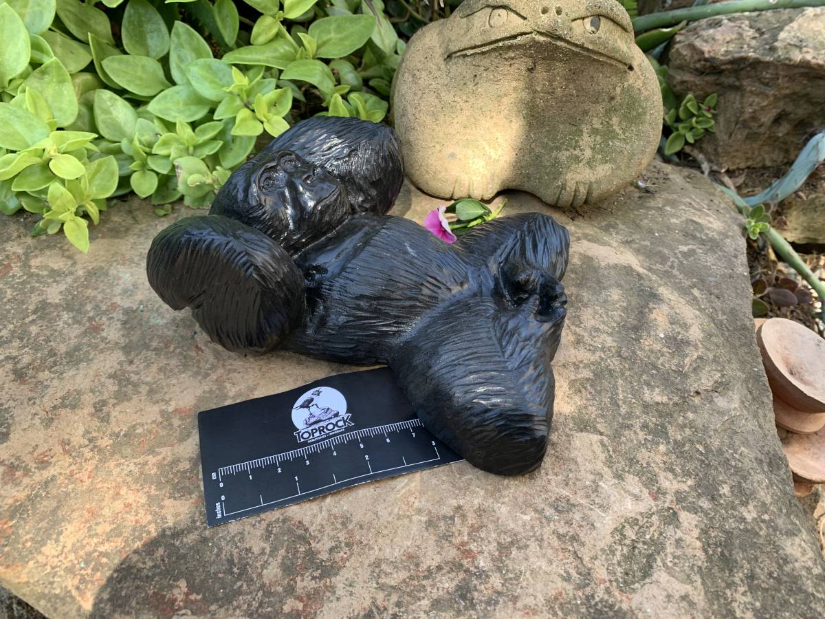 Hand-Made Resting Gorilla Soapstone Carving x 1 From Zimbabwe