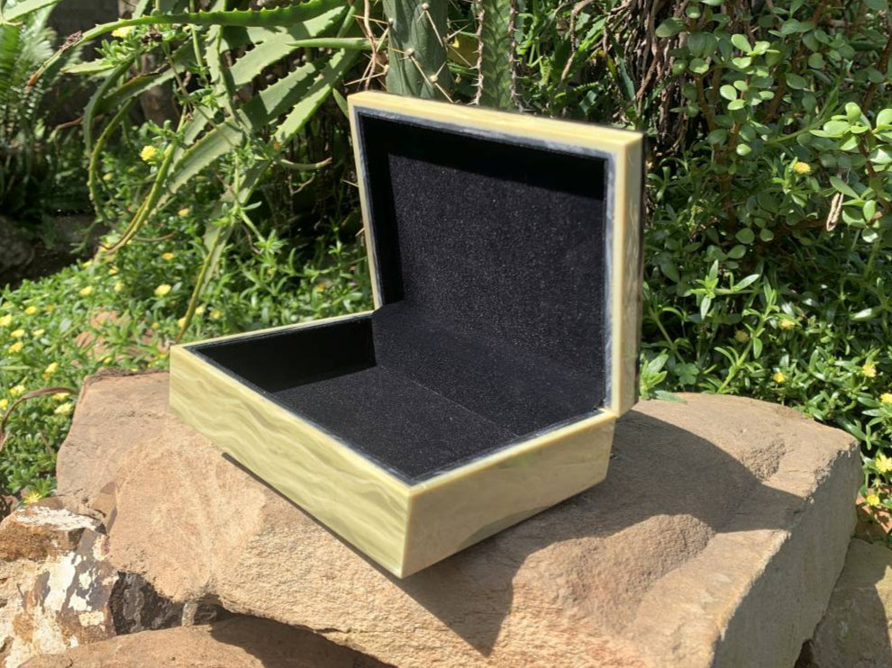 Hand-Made Jet and African Butter Jade Stone Jewellery Box x 1 From Southern Africa
