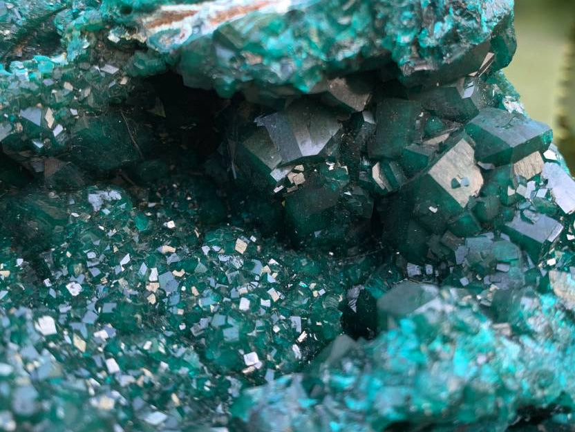 Exquisite Shiny Natural Dioptase Vug Specimen x 1 From Likasi, Congo