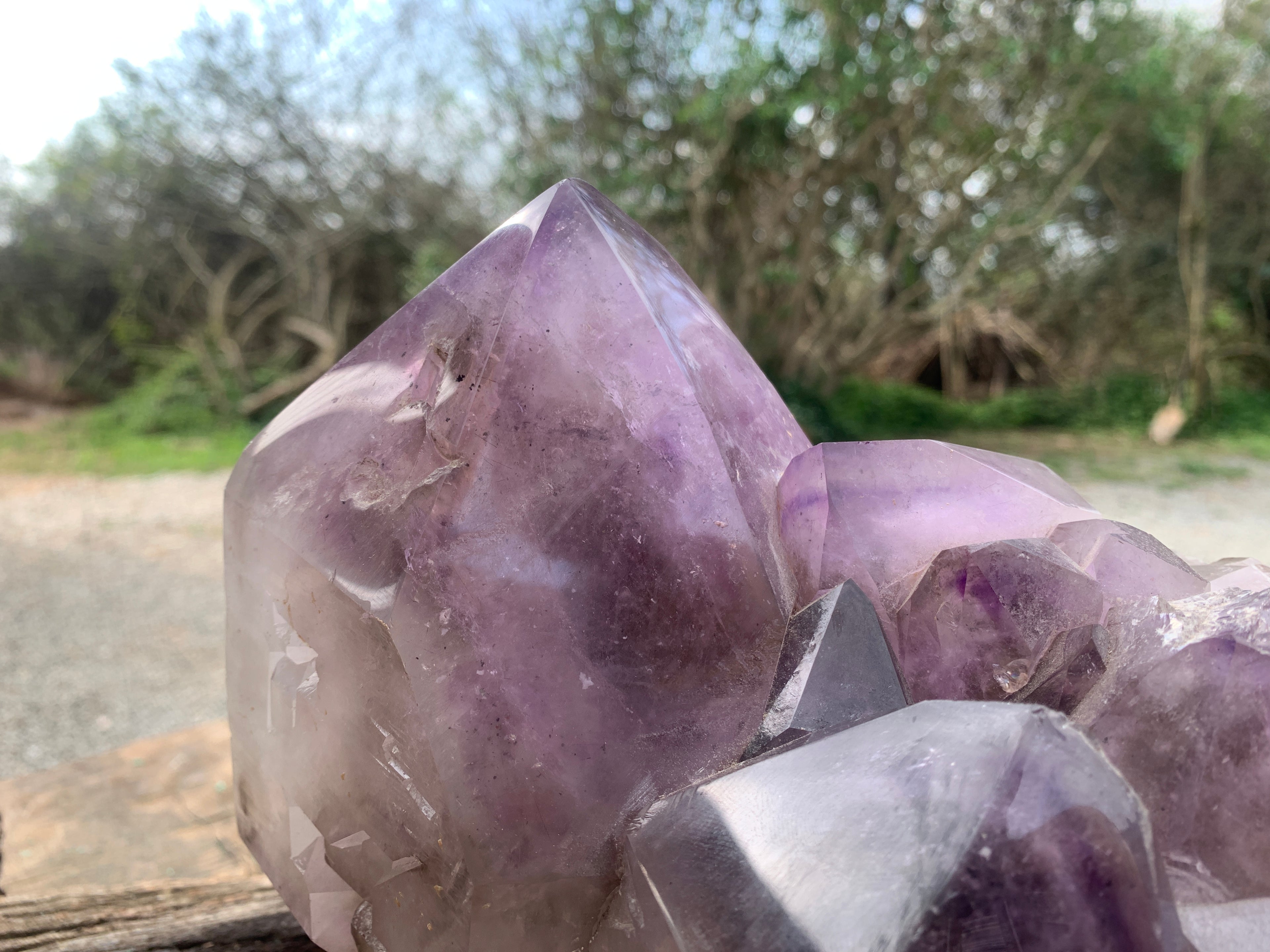 Polished XL Multi-Terminated Amethyst Window Quartz Cluster x 1 From Akansobe, Madagascar