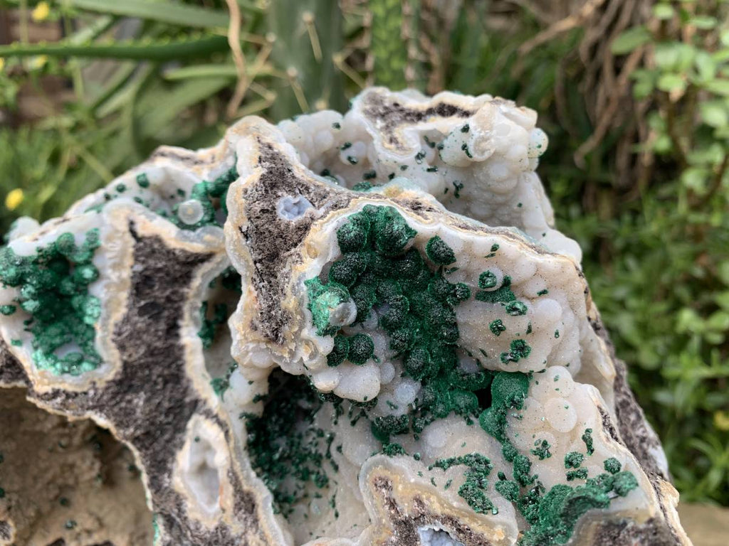 Natural XL Unique Multi-Vug Crystalline and Ball Malachite Specimen x 1 From Mindingi Mine, Cong