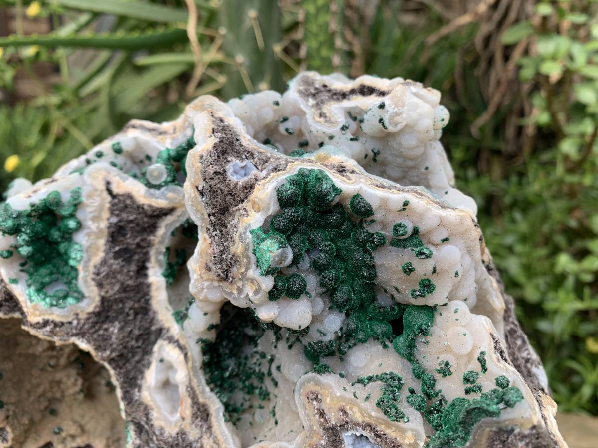 Natural XL Unique Multi-Vug Crystalline and Ball Malachite Specimen x 1 From Mindingi Mine, Cong
