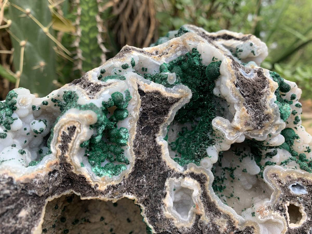 Natural XL Unique Multi-Vug Crystalline and Ball Malachite Specimen x 1 From Mindingi Mine, Cong