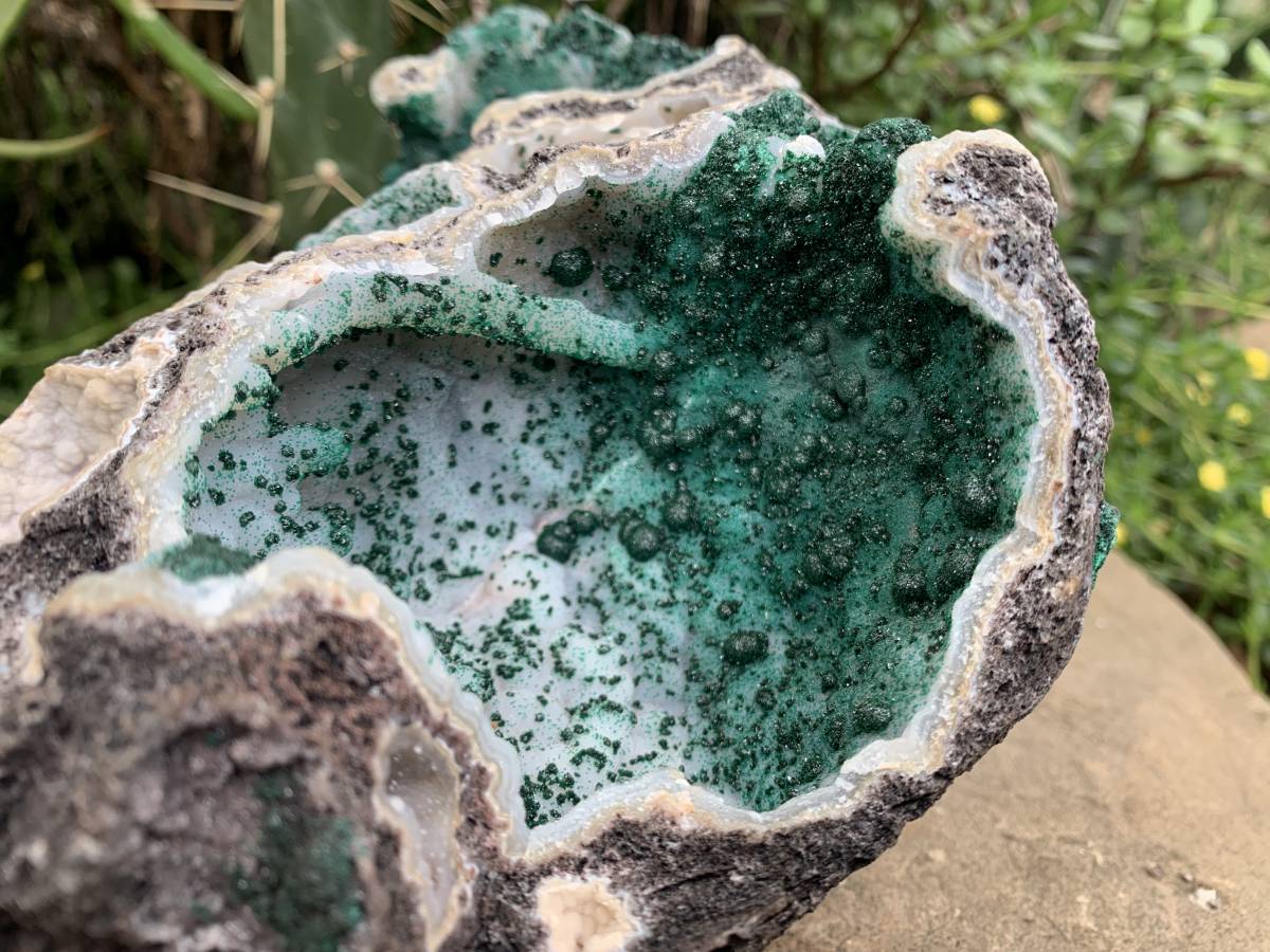Natural XL Unique Multi-Vug Crystalline and Ball Malachite Specimen x 1 From Mindingi Mine, Cong