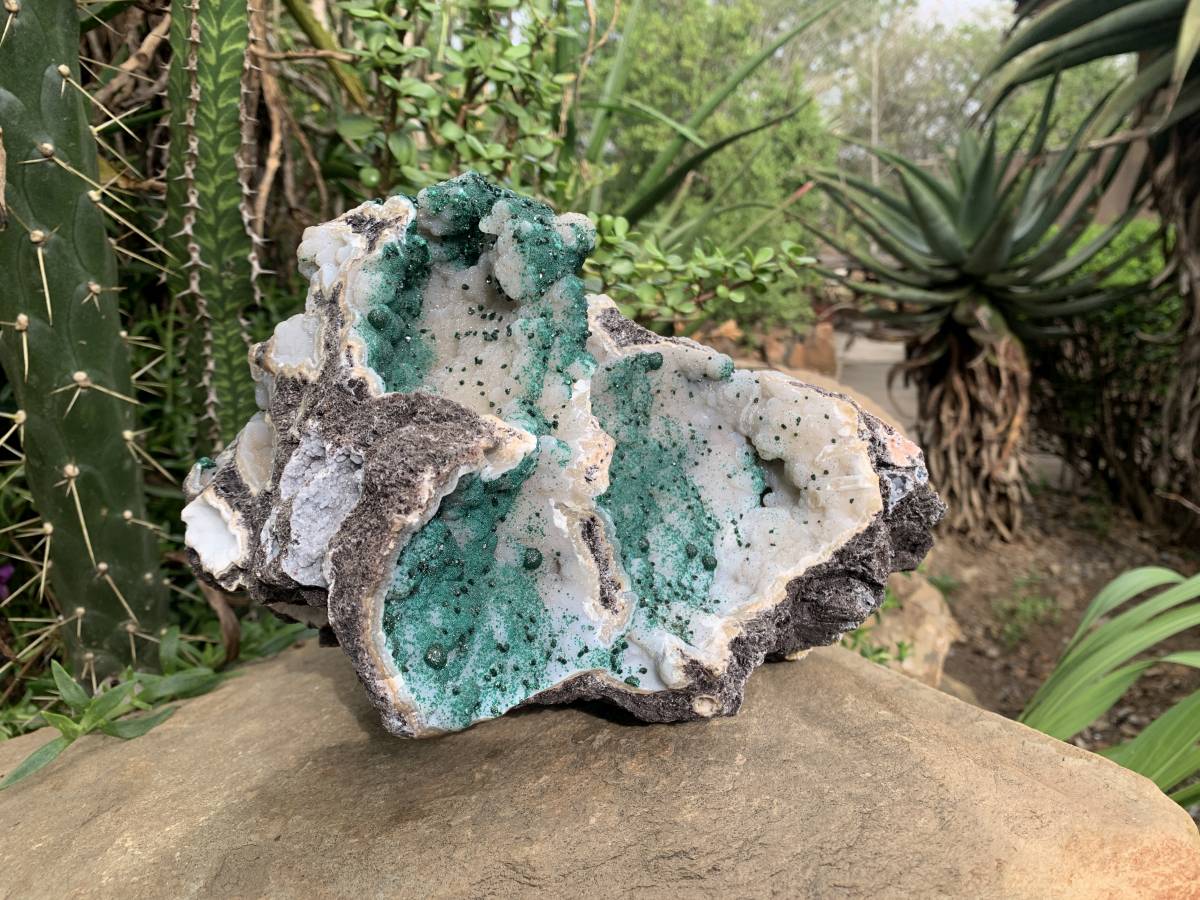 Natural XL Unique Multi-Vug Crystalline and Ball Malachite Specimen x 1 From Mindingi Mine, Cong