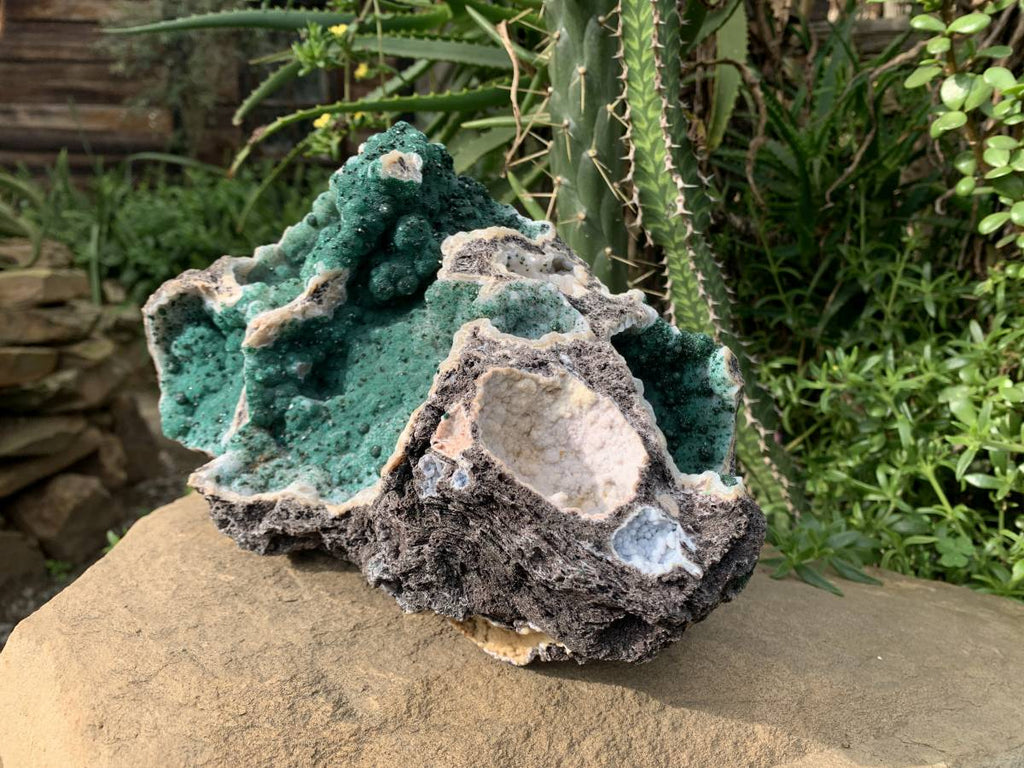 Natural XL Unique Multi-Vug Crystalline and Ball Malachite Specimen x 1 From Mindingi Mine, Cong