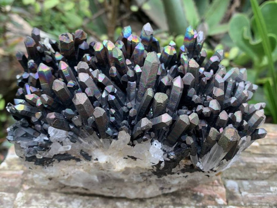 Natural Super Rare "Blacknite Quartz" Iridescent Cluster x 1 From Madagascar