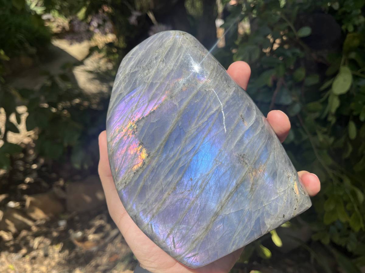 Polished Rare Purple Flash Labradorite Standing Free Form x 1 From Tulear, Madagascar