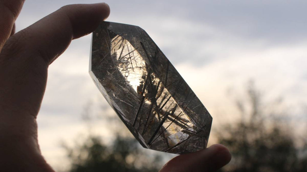 Polished Double-Terminated Quartz Crystal with Tourmaline Inclusions x 1 From Madagascar