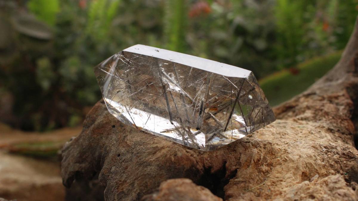 Polished Double-Terminated Quartz Crystal with Tourmaline Inclusions x 1 From Madagascar