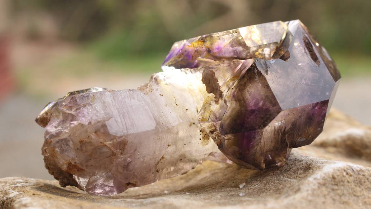 Natural Classic Window Scepter Smokey Amethyst Quartz Crystal x 1 From Chiredzi, Zimbabwe