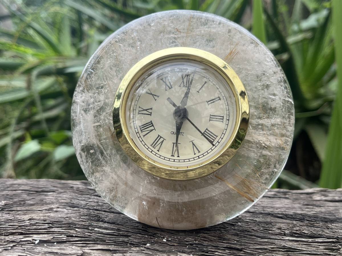 Hand-Made Golden Rutile Quartz Alarm Clock x 1 From Brazil