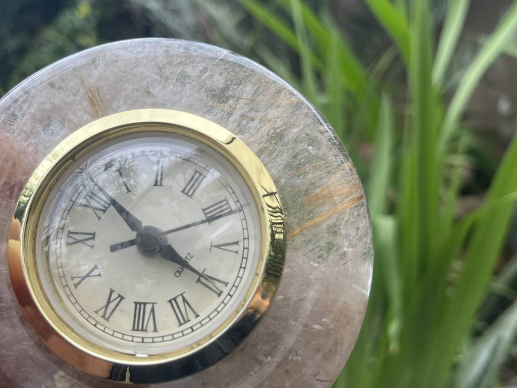 Hand-Made Golden Rutile Quartz Alarm Clock x 1 From Brazil