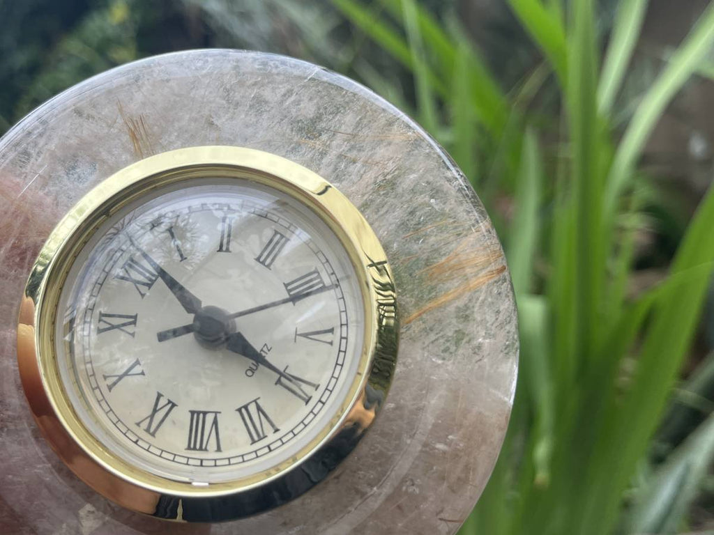 Hand-Made Golden Rutile Quartz Alarm Clock x 1 From Brazil