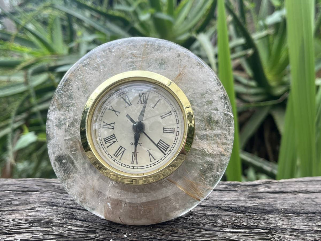 Hand-Made Golden Rutile Quartz Alarm Clock x 1 From Brazil