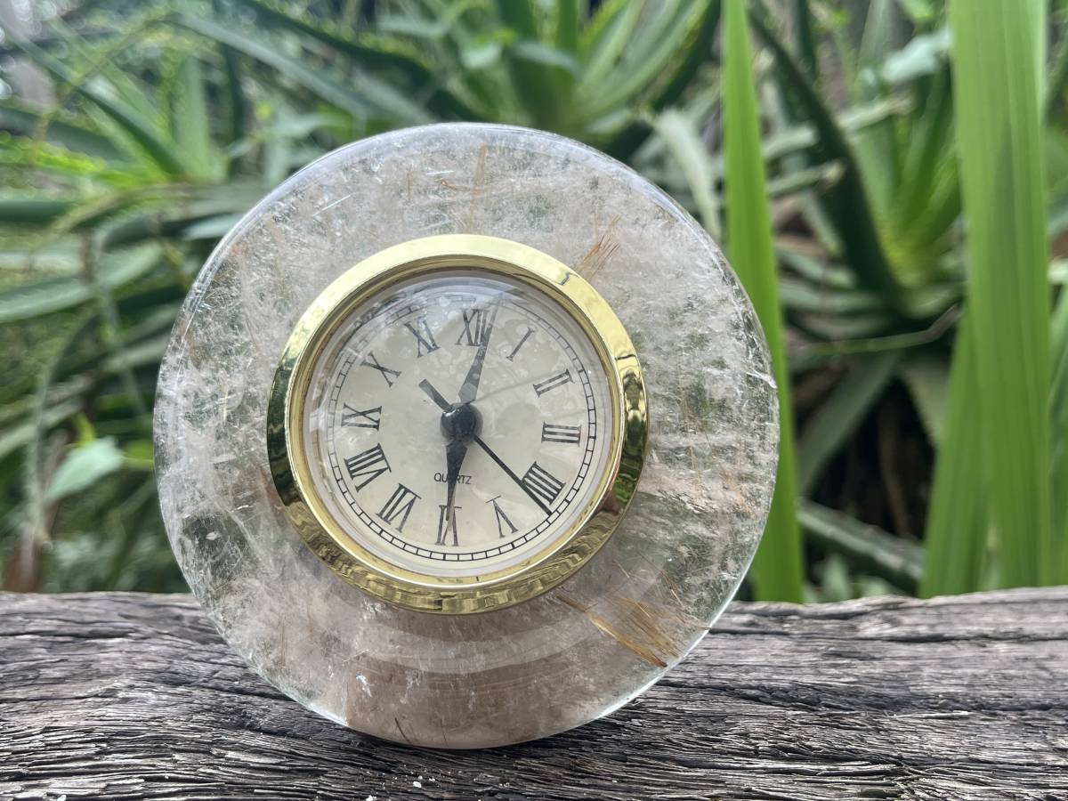 Hand-Made Golden Rutile Quartz Alarm Clock x 1 From Brazil
