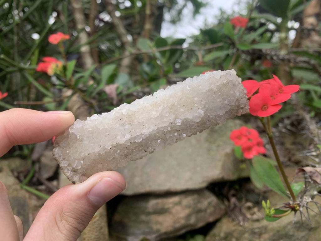 Natural Tabular Druzy Quartz Coated Lamular Calcite Crystal x 1 From Albert's Mountain, Lesotho