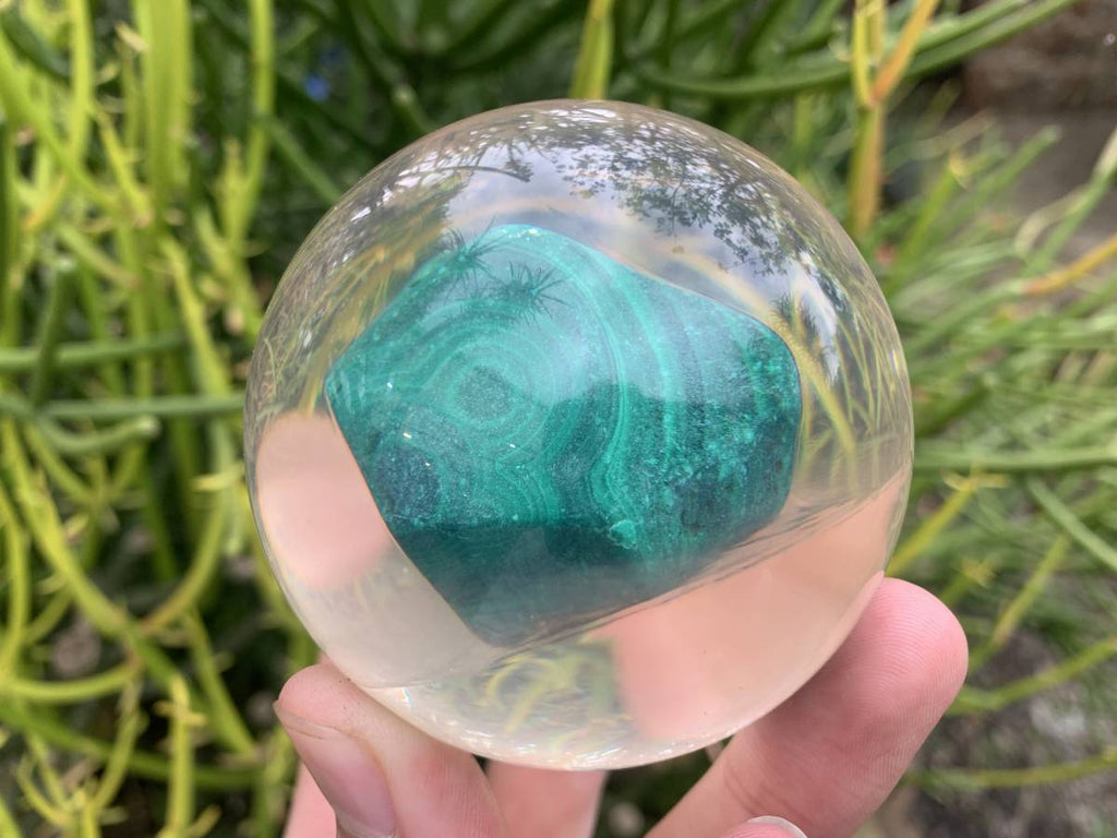 Polished Cobbed Malachite in PVC Resin Spheres x 1 From Congo