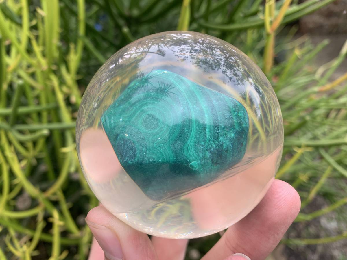 Polished Cobbed Malachite in PVC Resin Spheres x 1 From Congo